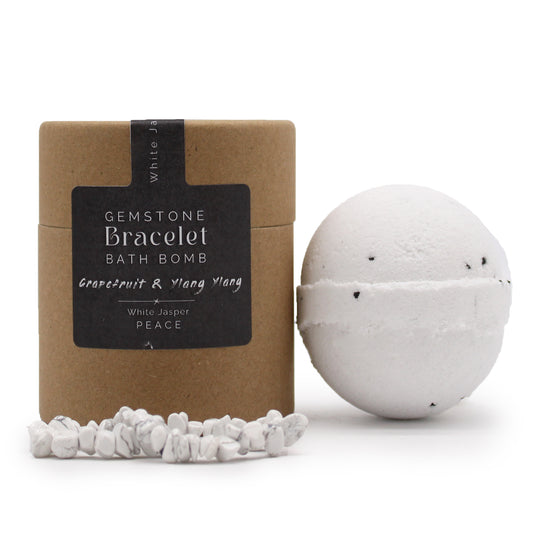 White Jasper Gemstone Bracelet Bath Bomb | Grapefruit & Ylang Ylang - Crystal Nest
