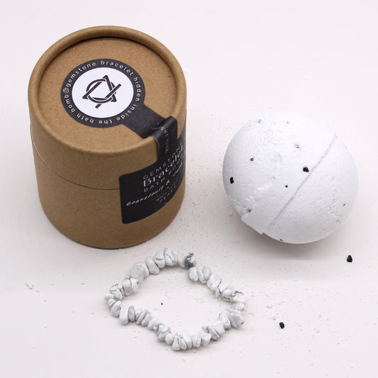 White Jasper Gemstone Bracelet Bath Bomb | Grapefruit & Ylang Ylang - Crystal Nest