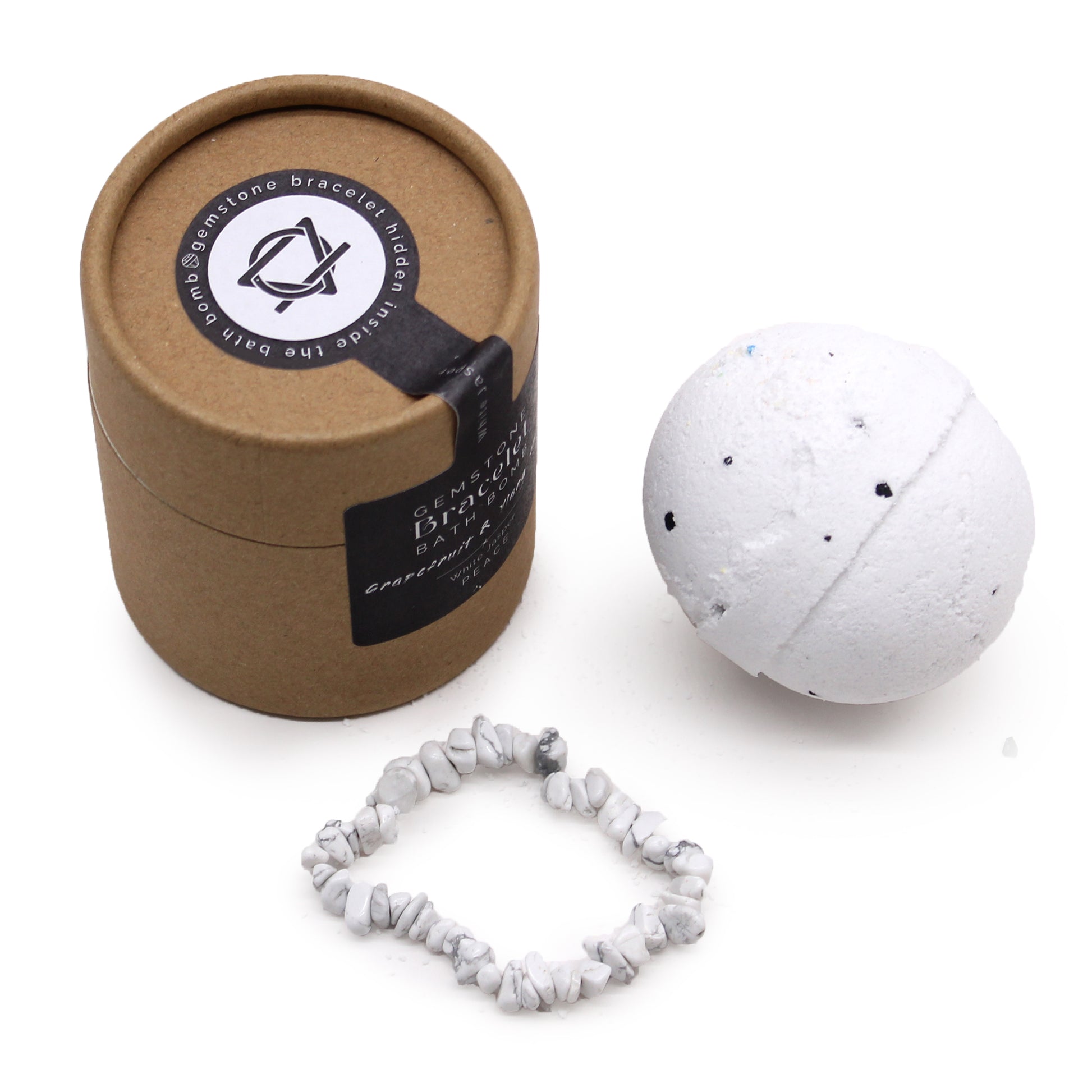 White Jasper Gemstone Bracelet Bath Bomb | Grapefruit & Ylang Ylang - Crystal Nest