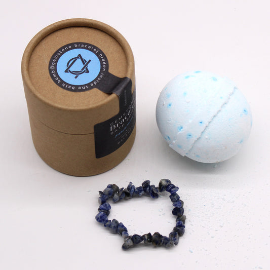 Sodalite Gemstone Bracelet Bath Bomb | Sandalwood - Crystal Nest