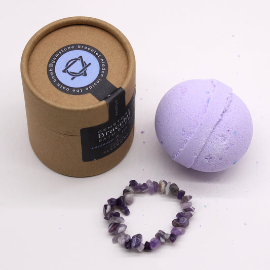 Amethyst Gemstone Bracelet Bath Bomb | Lavender & Tea Tree - Crystal Nest