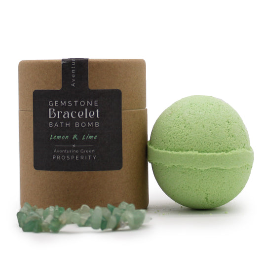 Green Aventurine Gemstone Bracelet Bath Bomb | Lemon & Lime - Crystal Nest