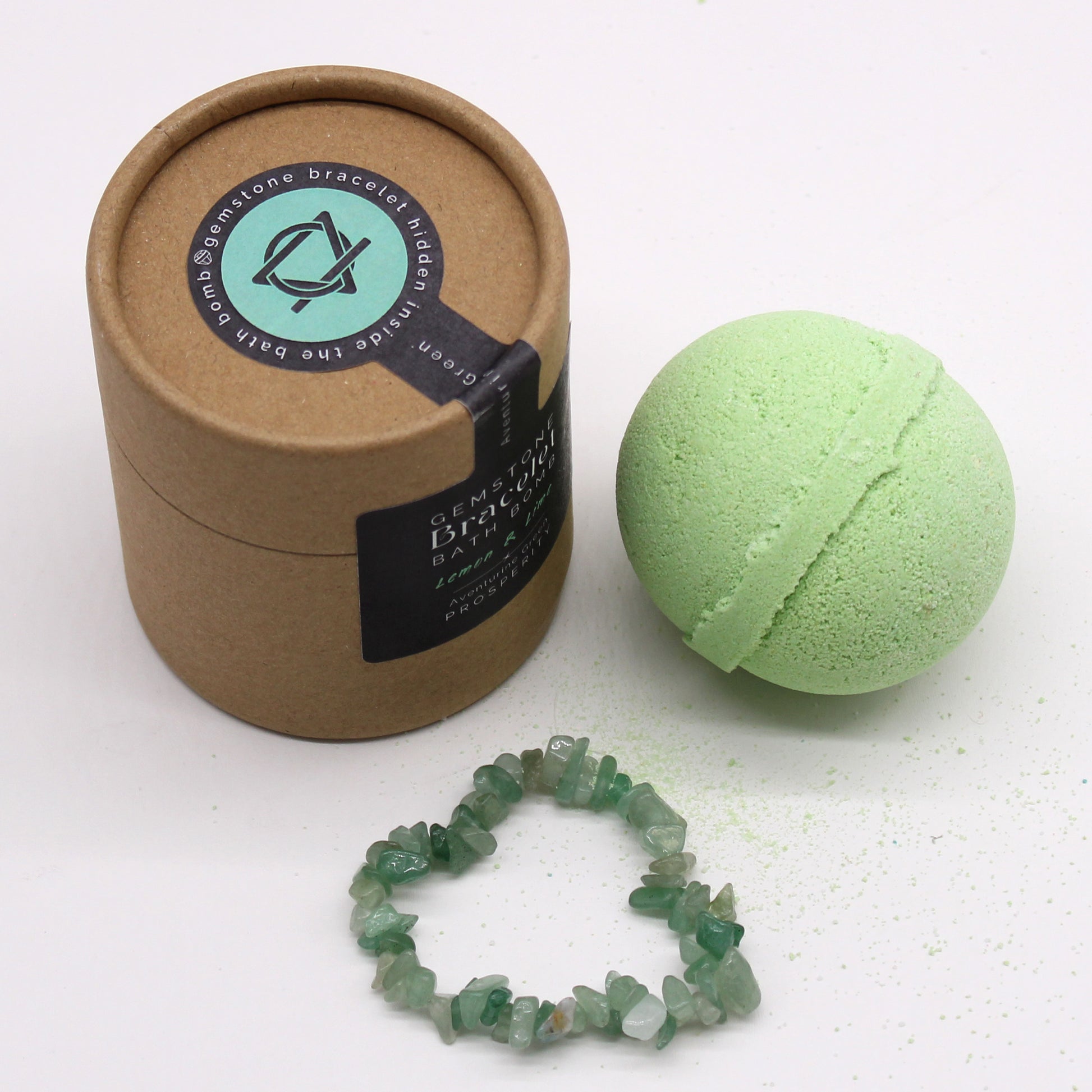 Green Aventurine Gemstone Bracelet Bath Bomb | Lemon & Lime - Crystal Nest