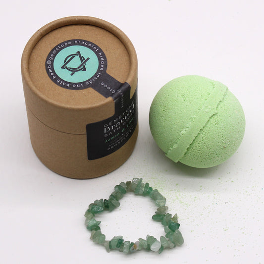 Green Aventurine Gemstone Bracelet Bath Bomb | Lemon & Lime - Crystal Nest