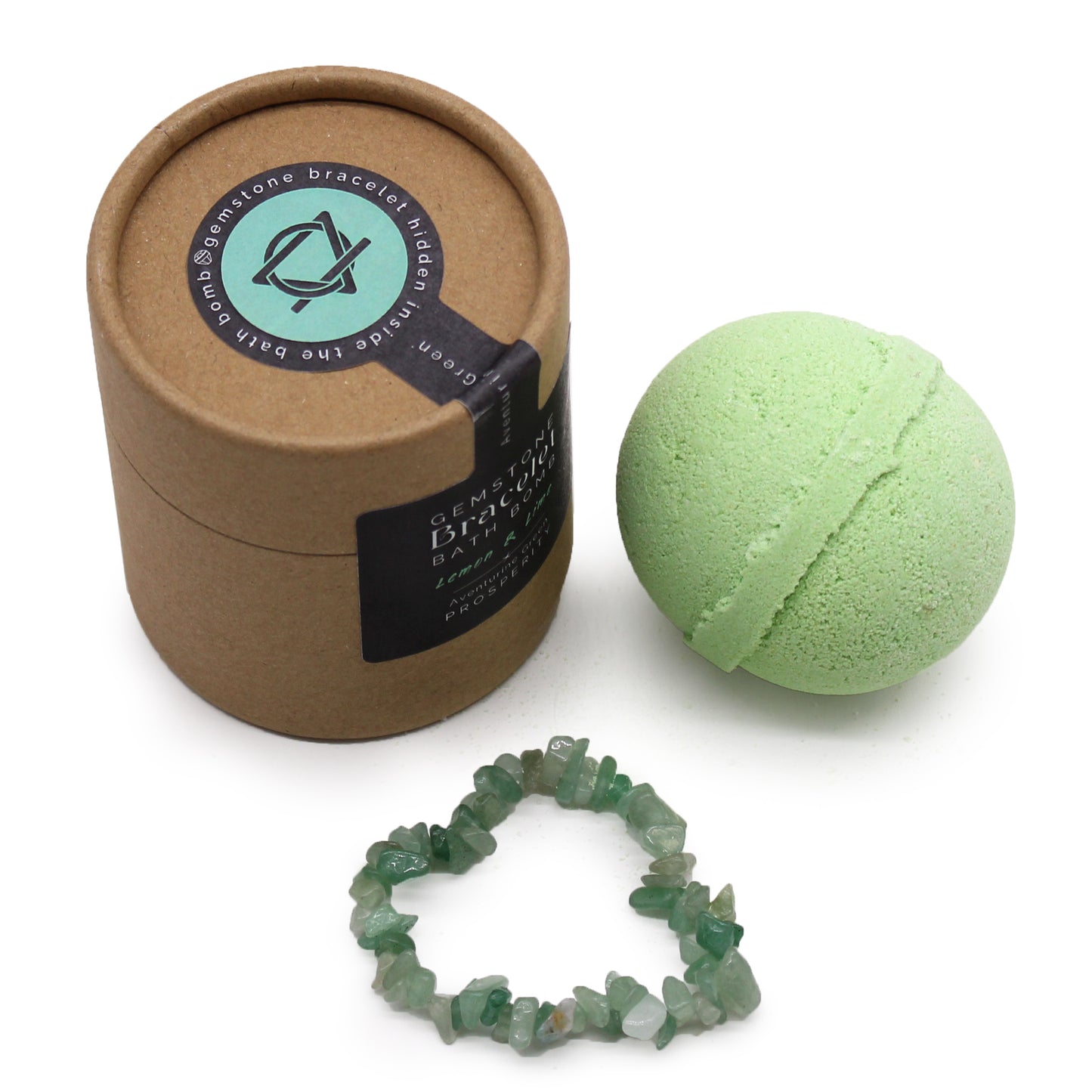 Green Aventurine Gemstone Bracelet Bath Bomb | Lemon & Lime - Crystal Nest