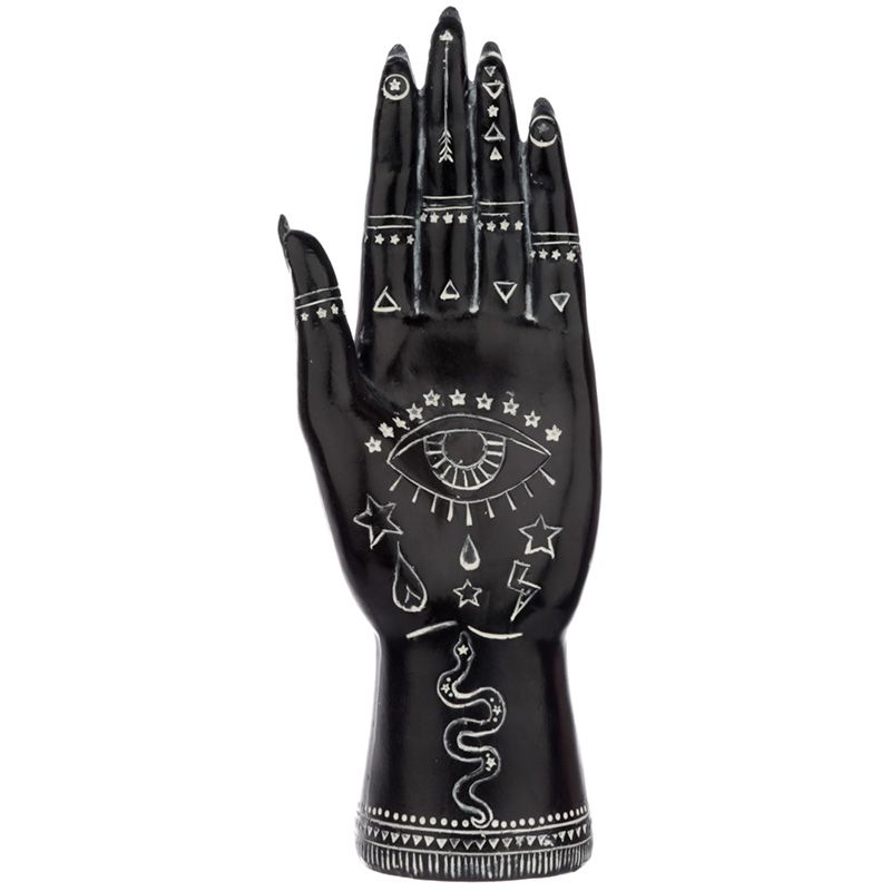 Black & White Mantric Tarot Hand Statue | Mystical Palmistry Decor - Crystal Nest