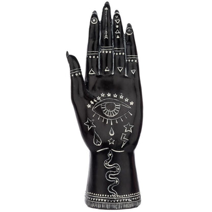 Black & White Mantric Tarot Hand Statue | Mystical Palmistry Decor - Crystal Nest