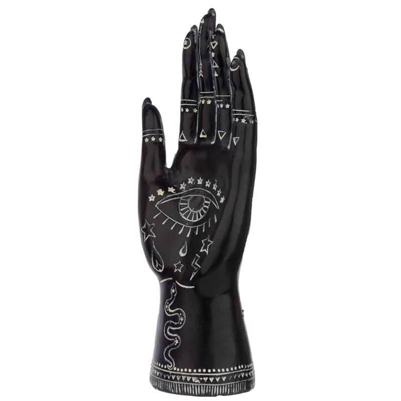Black & White Mantric Tarot Hand Statue | Mystical Palmistry Decor - Crystal Nest