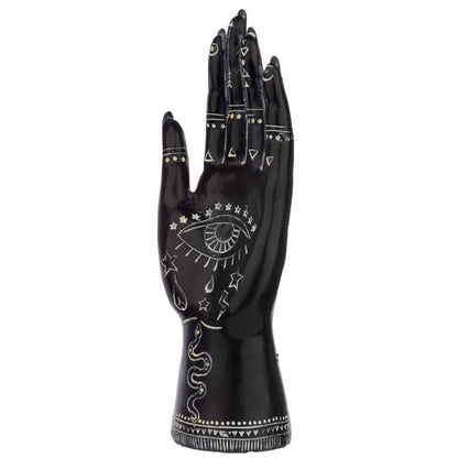 Black & White Mantric Tarot Hand Statue | Mystical Palmistry Decor - Crystal Nest