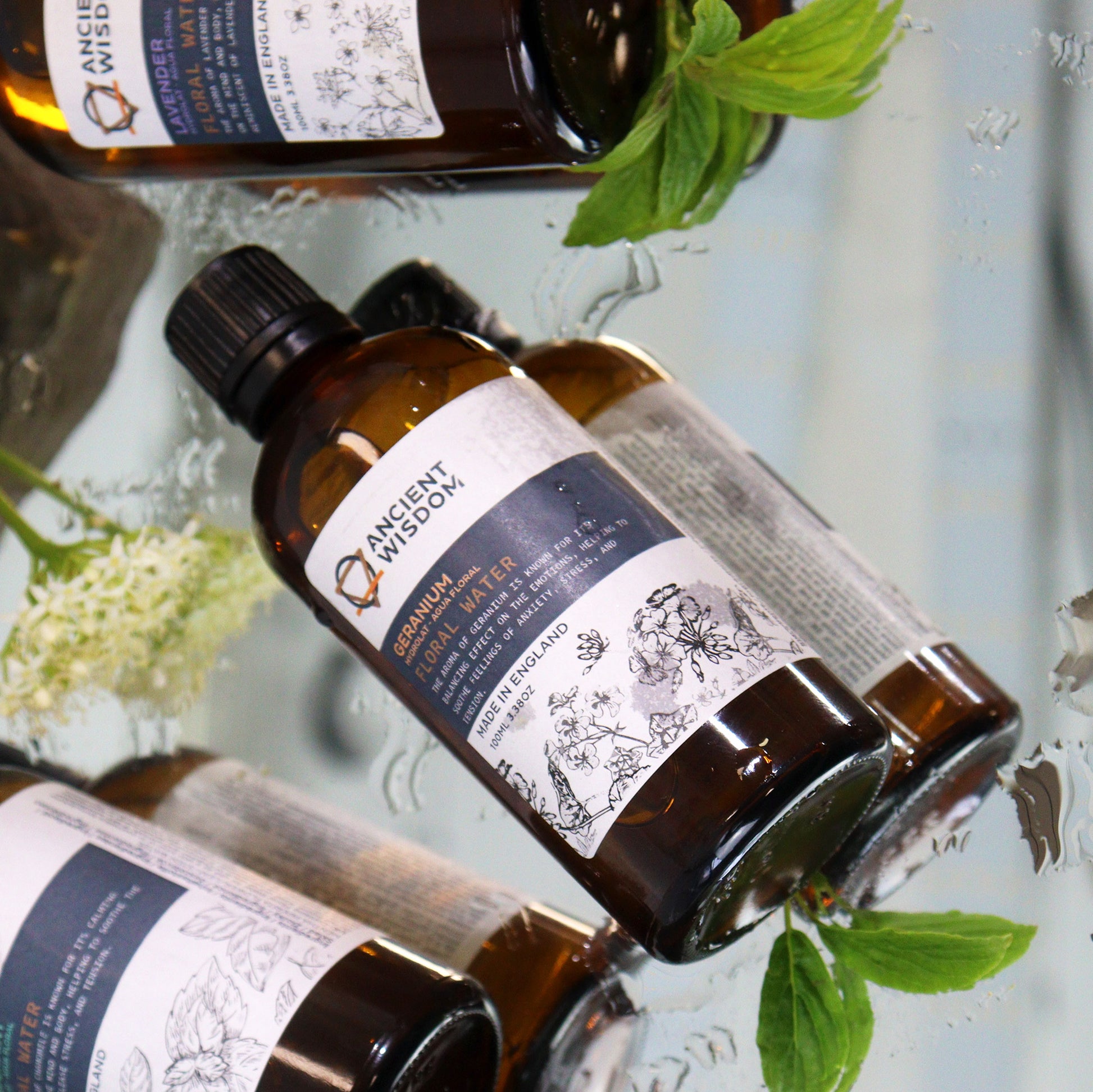 Uplifting Rose Geranium Hydrolat | Floral Water for Glowing Skin | 100ml - Crystal Nest