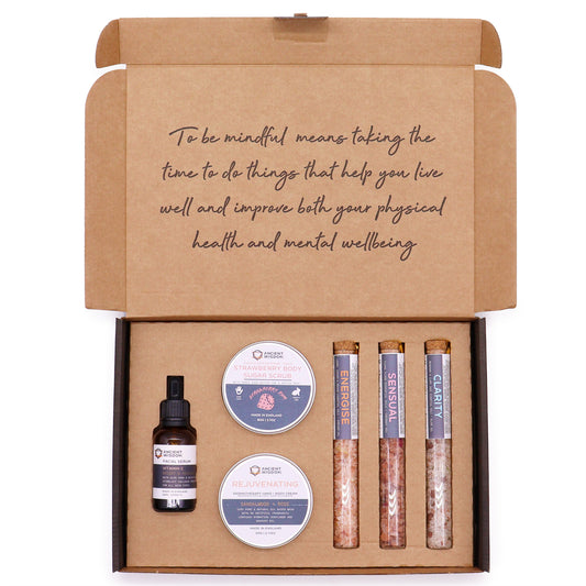 Serenity Essential Self Care Kit | Luxury Spa Gift Set with Scrub, Bath Salts & Serum