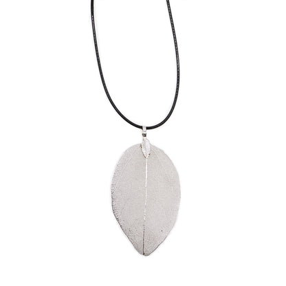 Real Leaf Necklace - Silver