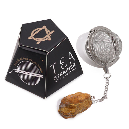 Gold Tiger’s Eye Raw Crystal Tea Strainer - Energy & Confidence - Crystal Nest