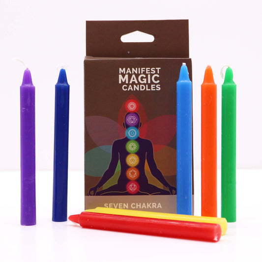 Seven Chakra Manifest Candles Set | Ritual, Meditation & Energy Alignment - Crystal Nest