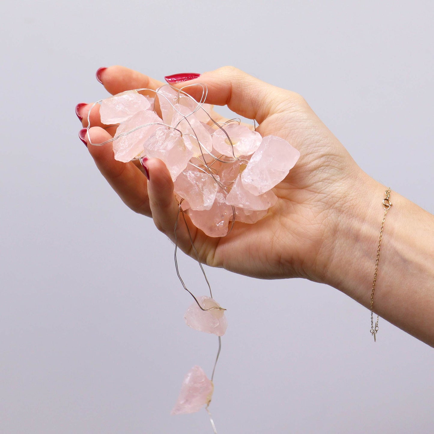 Crystal Glow LED String Lights – Rose Quartz