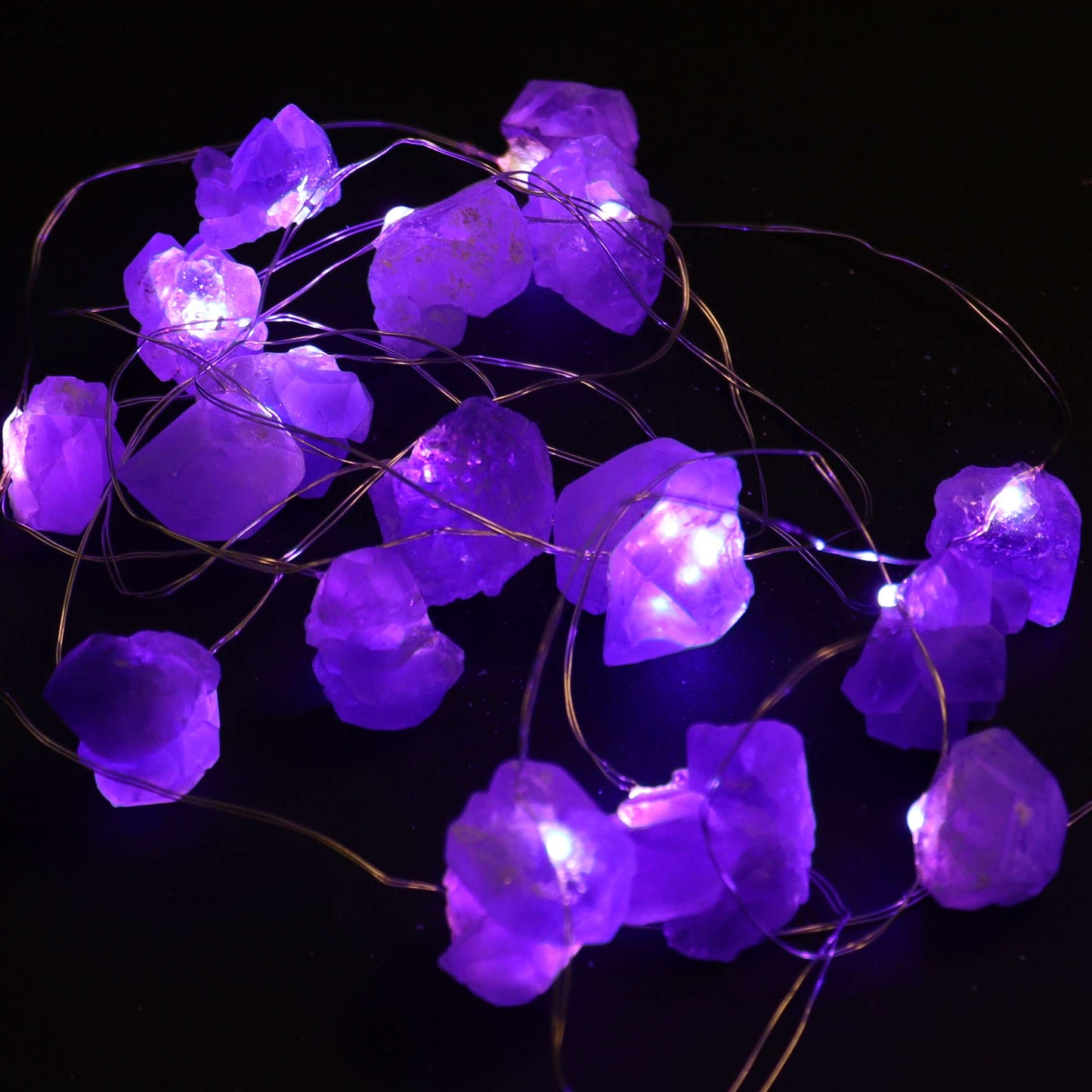 Crystal Glow LED String Lights – Amethyst