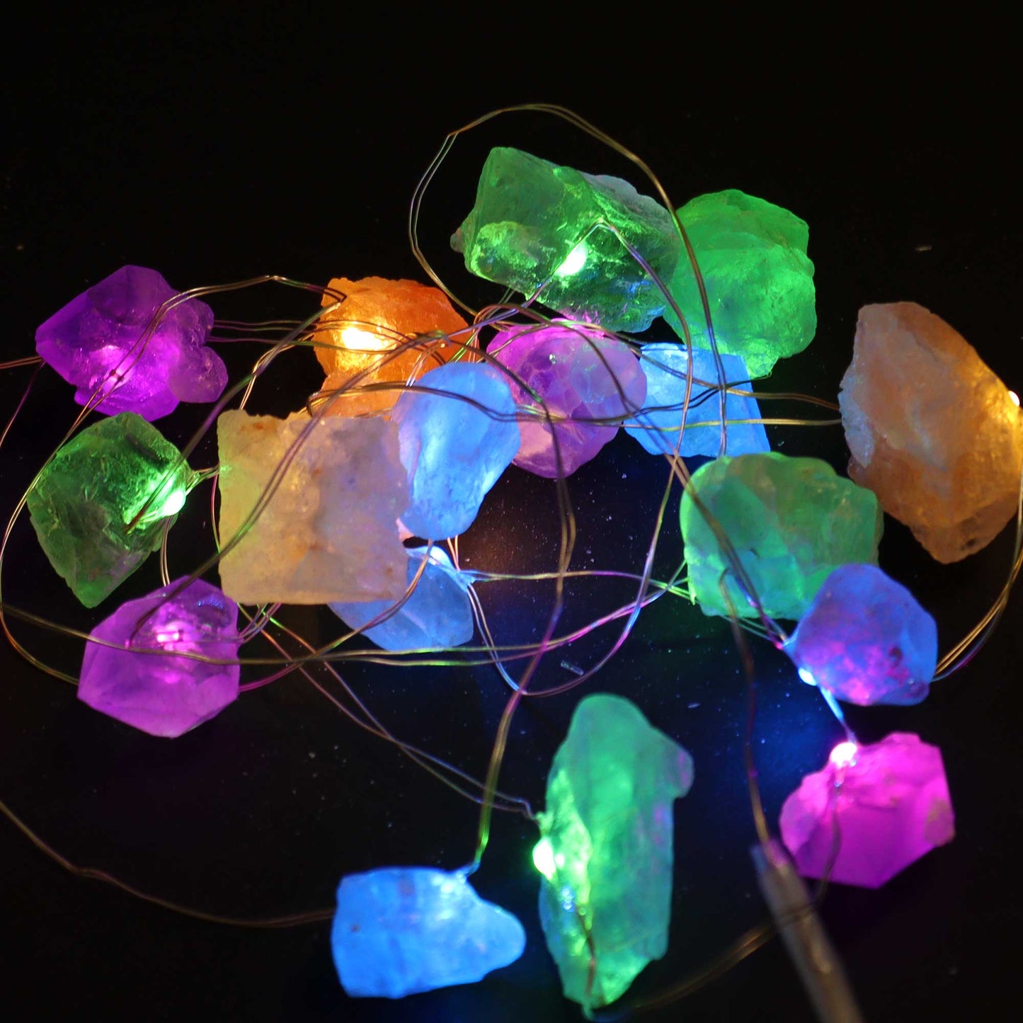 Crystal Glow LED String Lights – Mixed Crystal Rocks