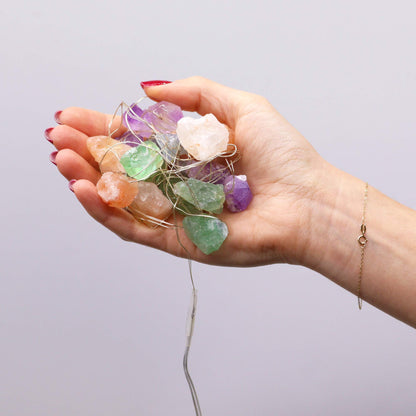Crystal Glow LED String Lights – Mixed Crystal Rocks - Crystal Nest