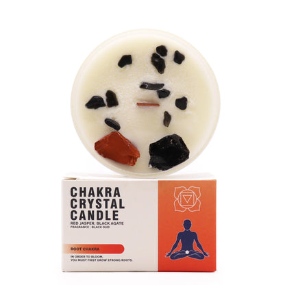 Root Chakra Crystal Soy Candle - Grounded in Balance - Crystal Nest