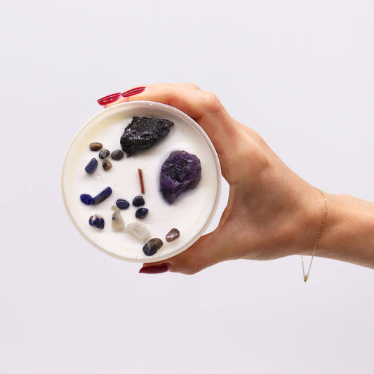 Solar Plexus Chakra Crystal Soy Candle - Inner Power - Crystal Nest