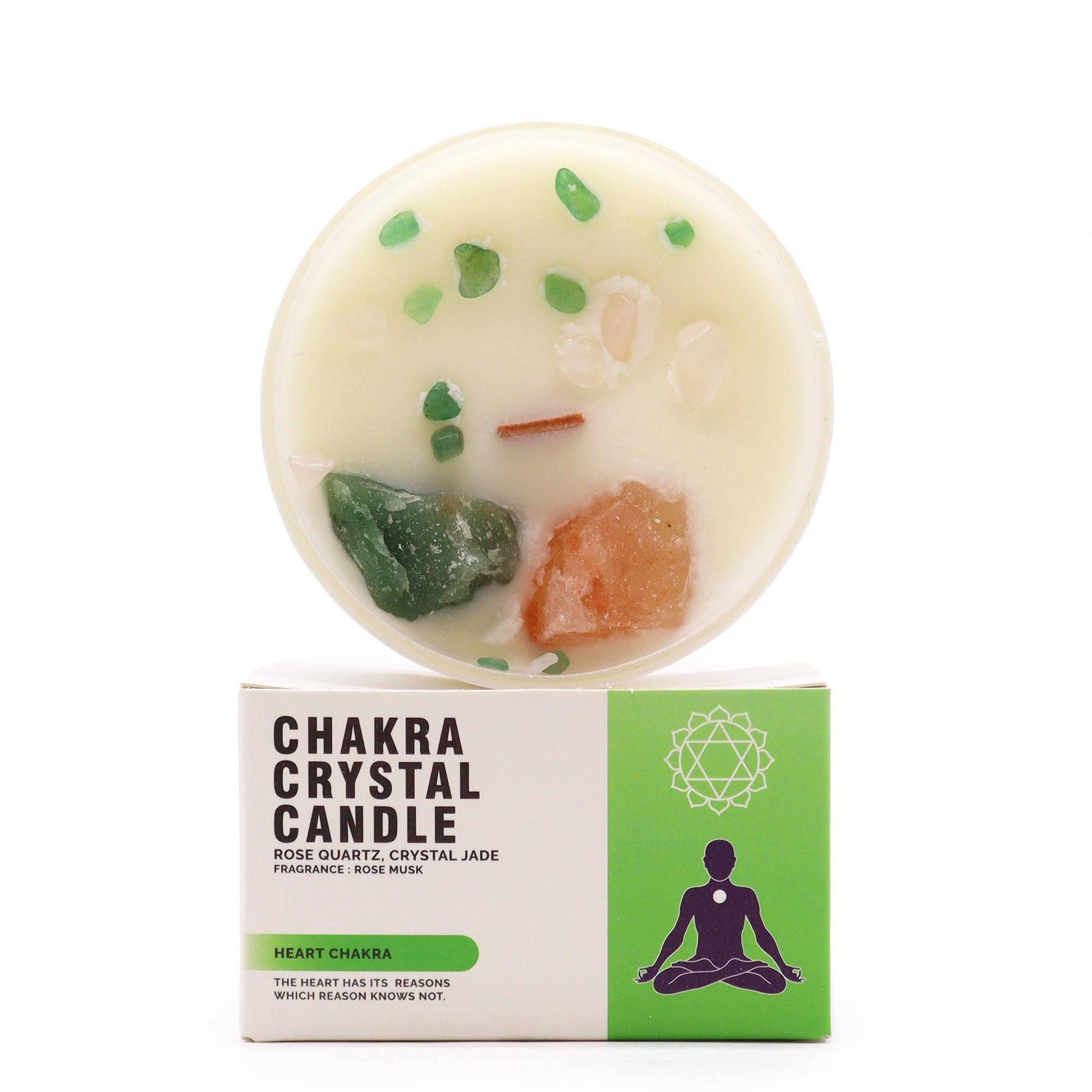 Heart Chakra Crystal Soy Candle - Embrace Love and Harmony - Crystal Nest