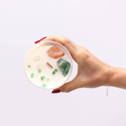 Heart Chakra Crystal Soy Candle - Embrace Love and Harmony - Crystal Nest