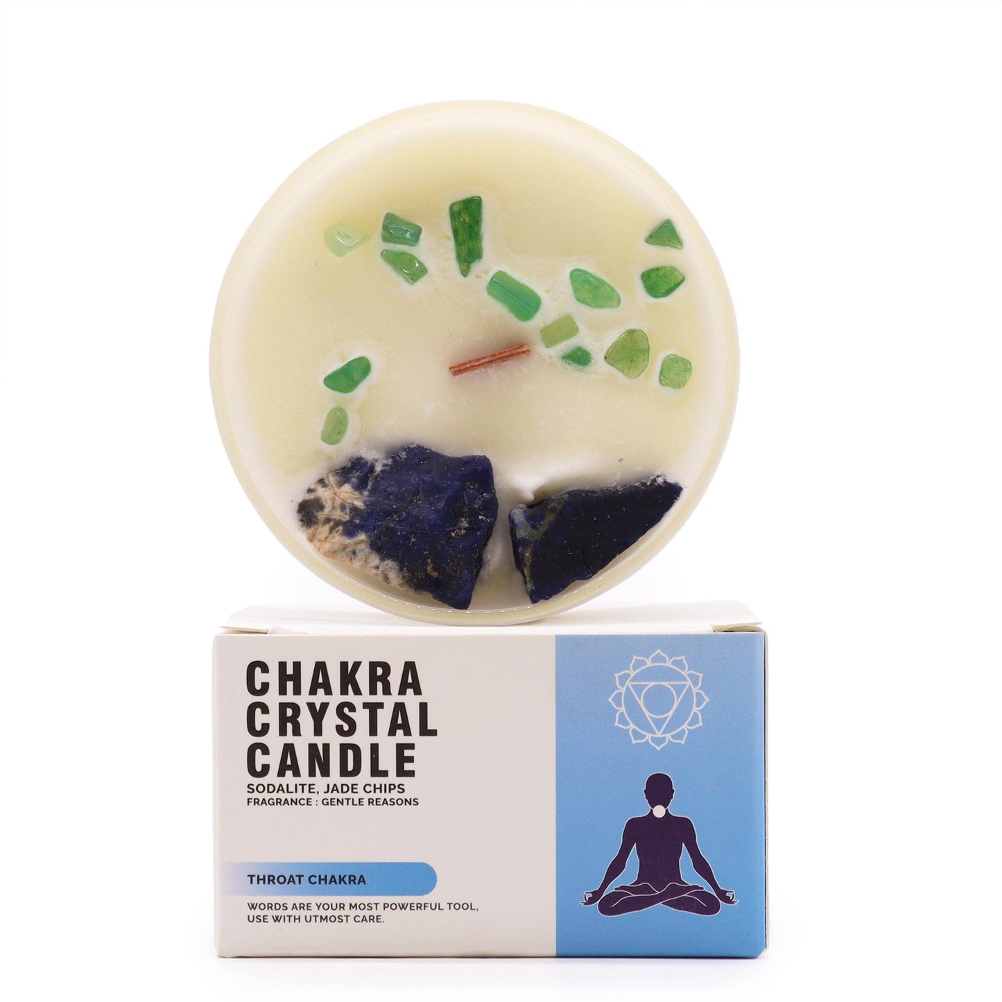 Throat Chakra Crystal Soy Candle - Express Your Authentic Voice