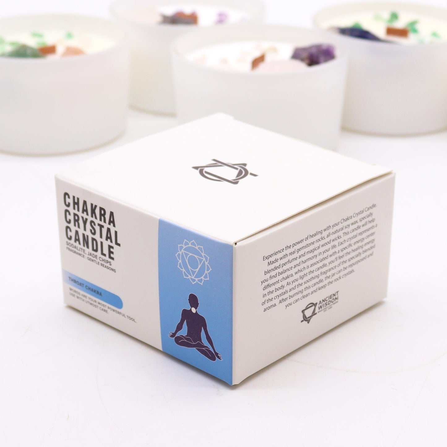 Throat Chakra Crystal Soy Candle - Express Your Authentic Voice