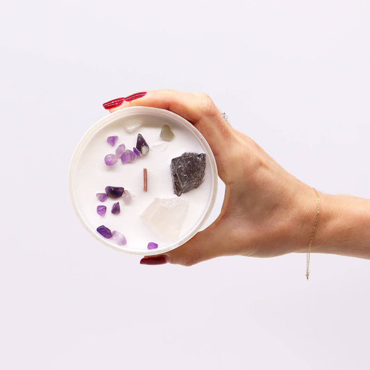 Crown Chakra Crystal Soy Candle - Spiritual Connection - Crystal Nest
