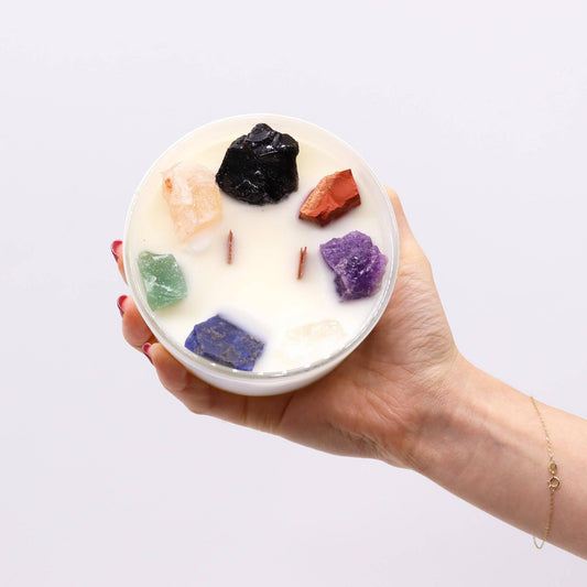Seven Chakra Crystal Soy Candle - Harmony - Crystal Nest