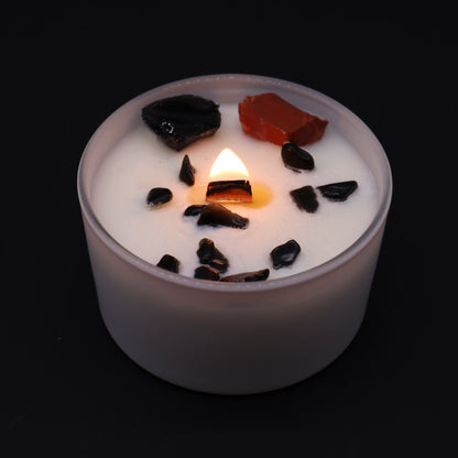 Root Chakra Crystal Soy Candle - Grounded in Balance - Crystal Nest
