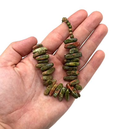 Unakite Longstone Crystal Necklace