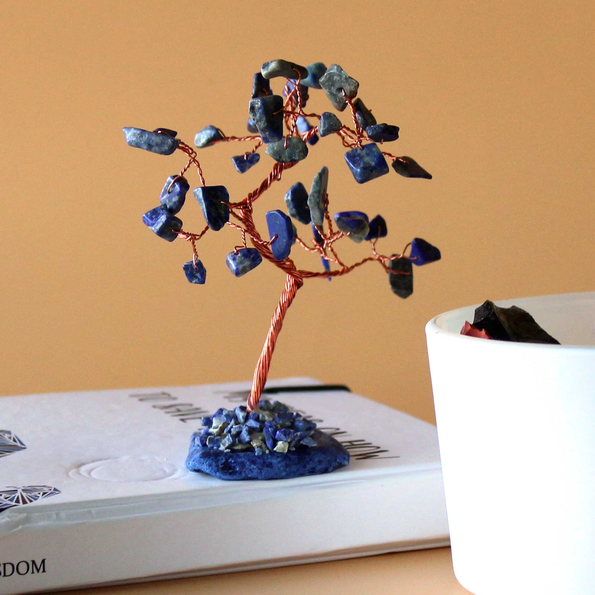 Small Sodalite Gemstone Tree on Blue Agate Base - Crystal Nest