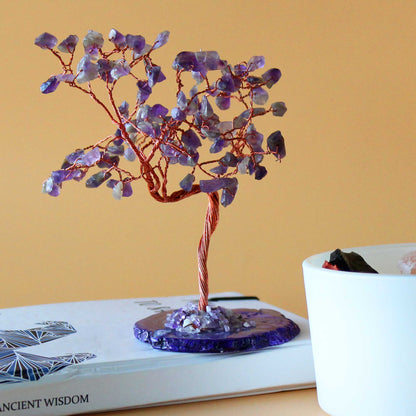 Amethyst Gemstone Tree on Agate Base - Crystal Nest