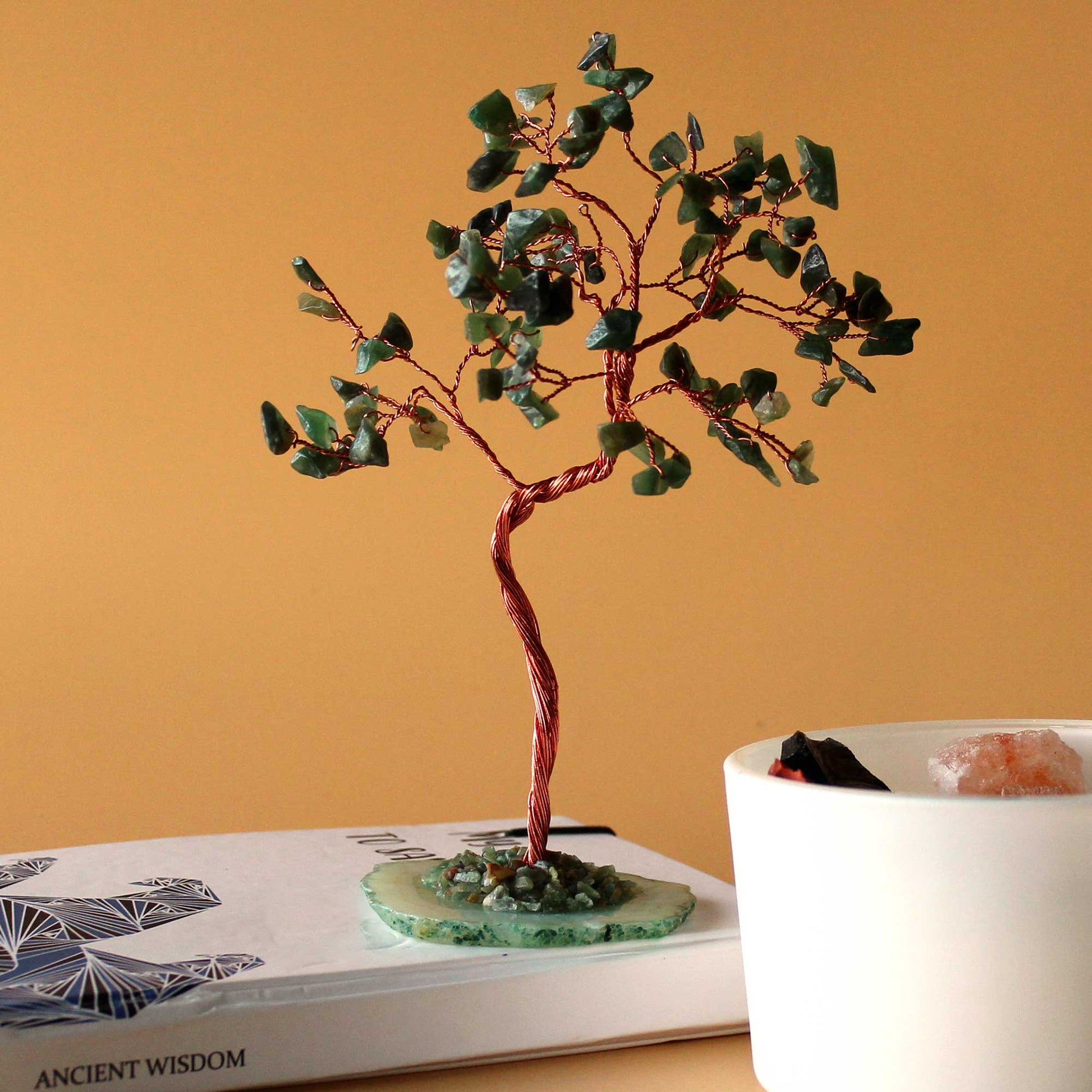 Green Aventurine Tree on Agate Base - Crystal Nest