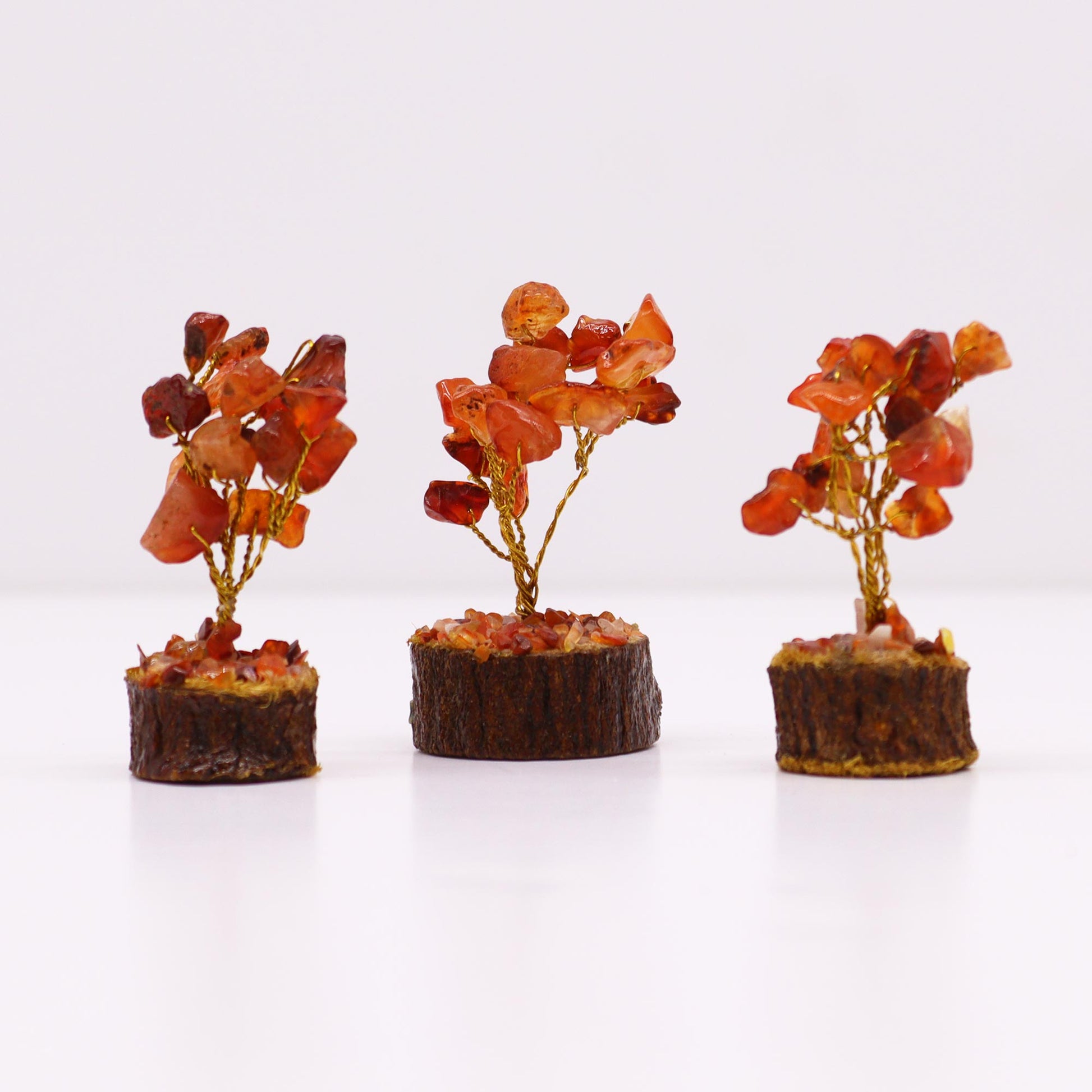 Mini Carnelian Gemstone Tree on Wood Base - Crystal Nest
