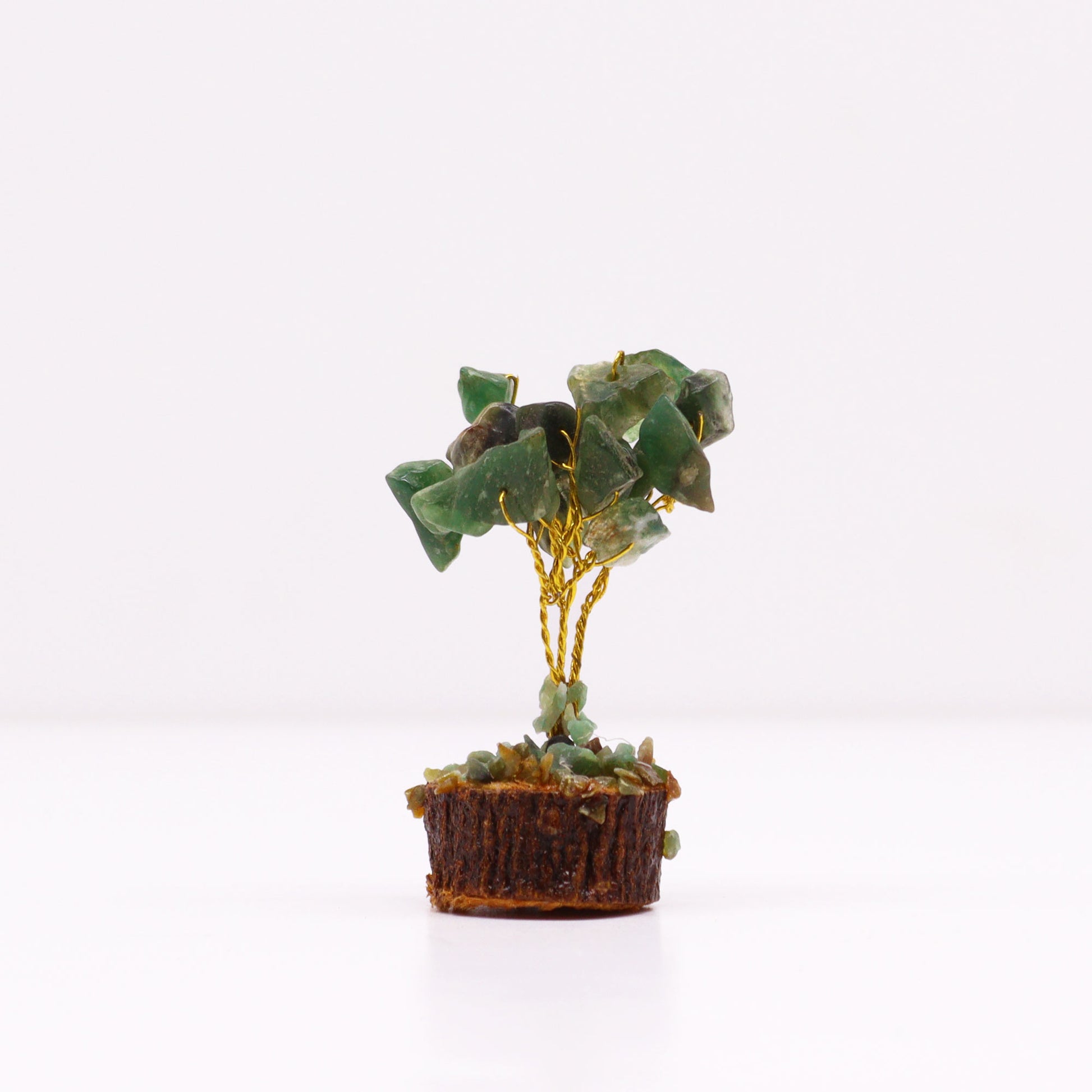 Mini Green Aventurine Gemstone Tree on Wood Base - Crystal Nest