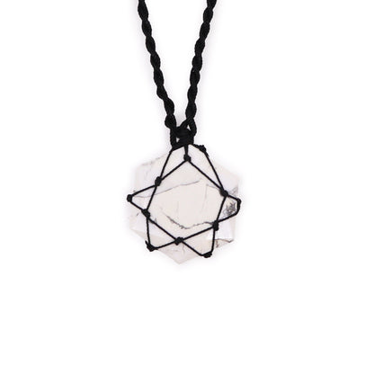 White Howlite Hexagon Laced Necklace