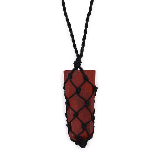 Red Jasper Flat Point Laced Necklace