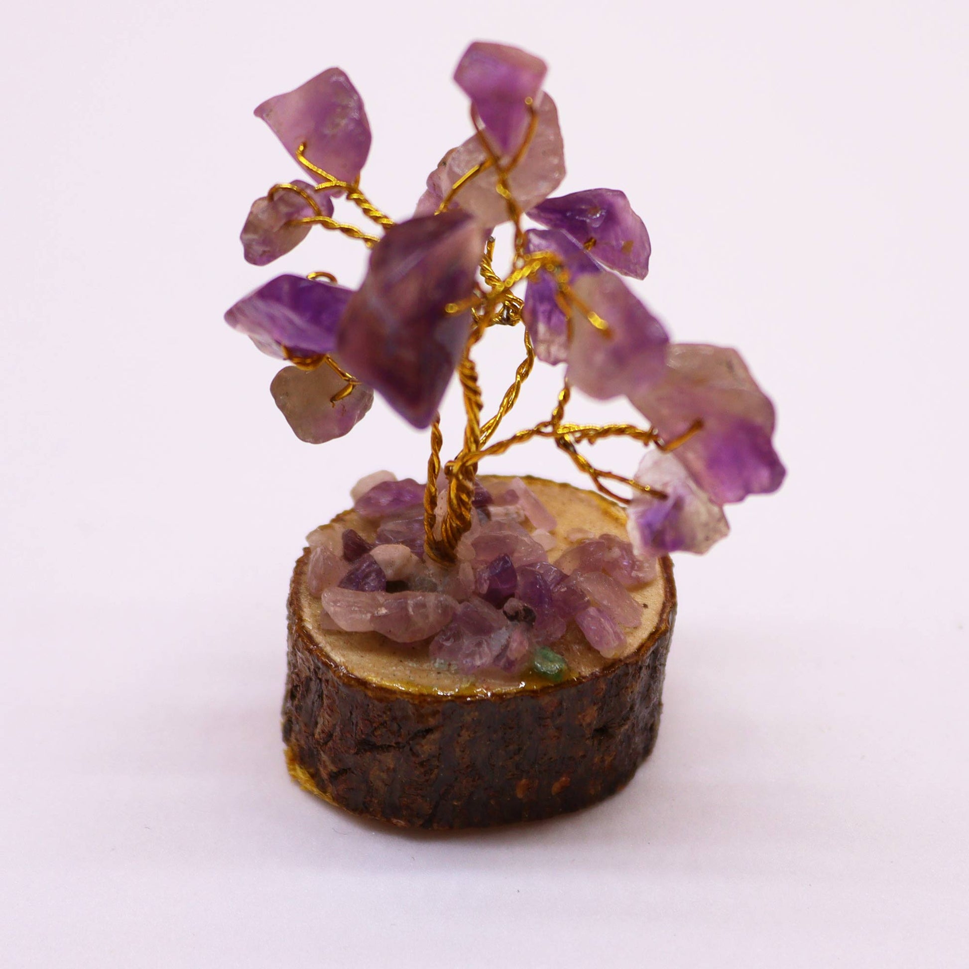 Mini Amethyst Gemstone Tree on Wood Base - Crystal Nest
