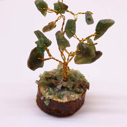 Mini Green Aventurine Gemstone Tree on Wood Base - Crystal Nest