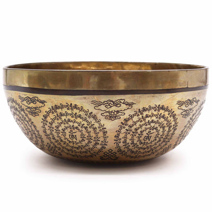 Om & Buddha Tibetan Brass Singing Bowl - 21cm