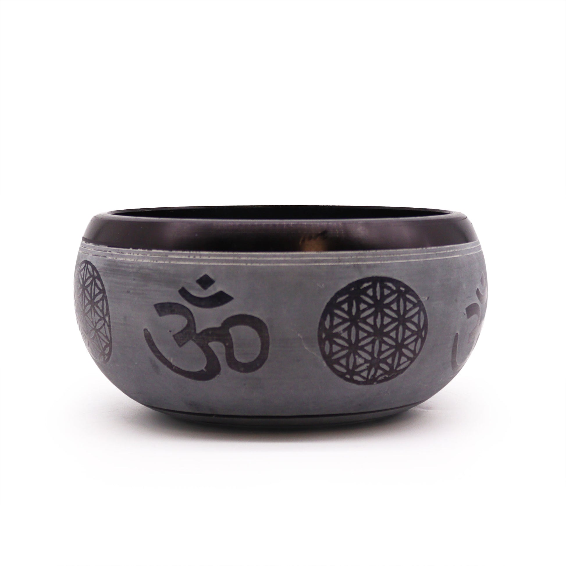 Grey Om & Five Buddha Singing Bowl | 16cm - Crystal Nest