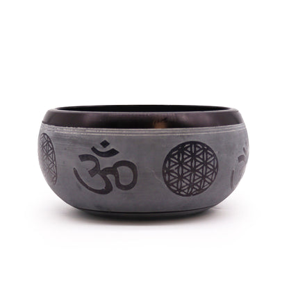 Grey Om & Five Buddha Singing Bowl | 16cm - Crystal Nest