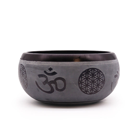 Grey Om & Five Buddha Singing Bowl | 16cm - Crystal Nest