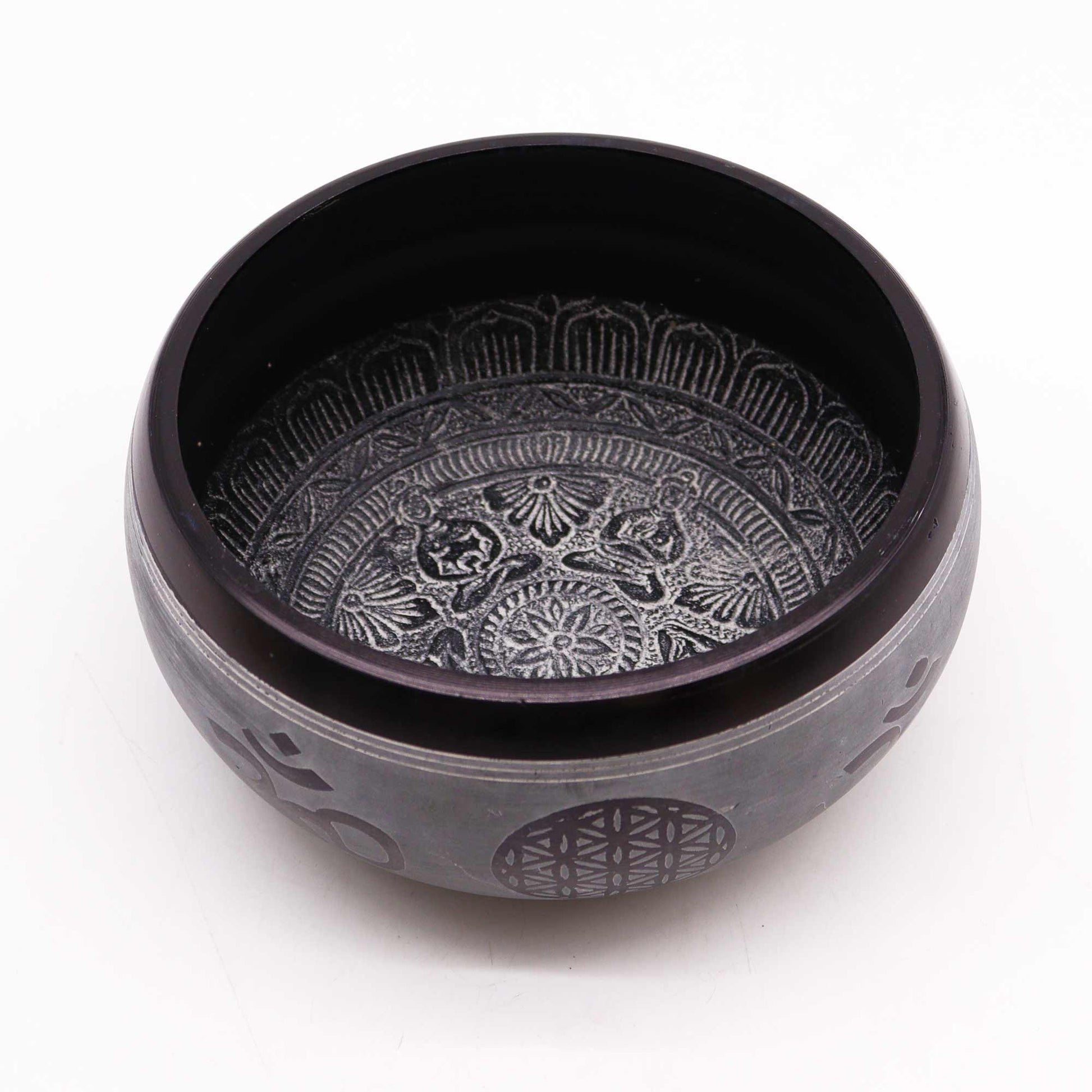 Grey Om & Five Buddha Singing Bowl | 16cm - Crystal Nest