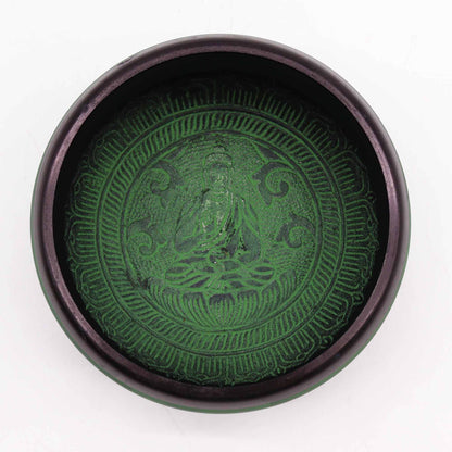 Green Mandala & Buddha Singing Bowl | 16cm - Crystal Nest