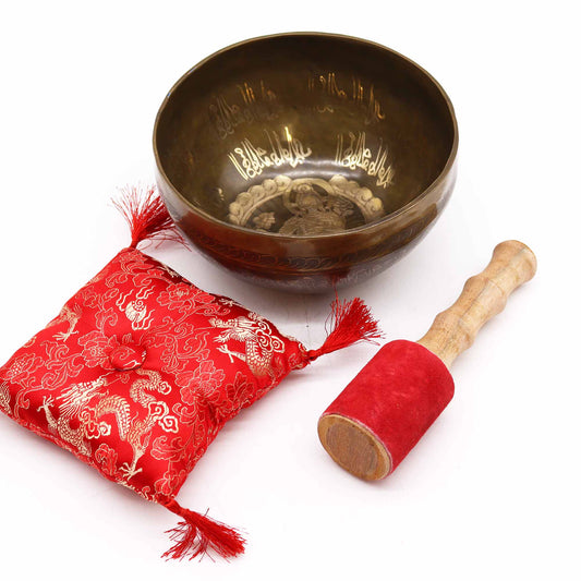 Brass Golden Tara Singing Bowl Set | Tibetan Sound Healing Gift
