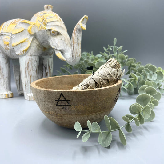 Wooden Smudge & Ritual Offerings Bowl - Four Elements - Crystal Nest