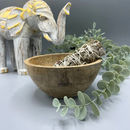 Wooden Smudge & Ritual Offerings Bowl - Buddha - Crystal Nest